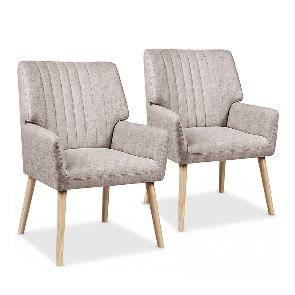 Artiss 2X Armchair Faux Fabric Beige