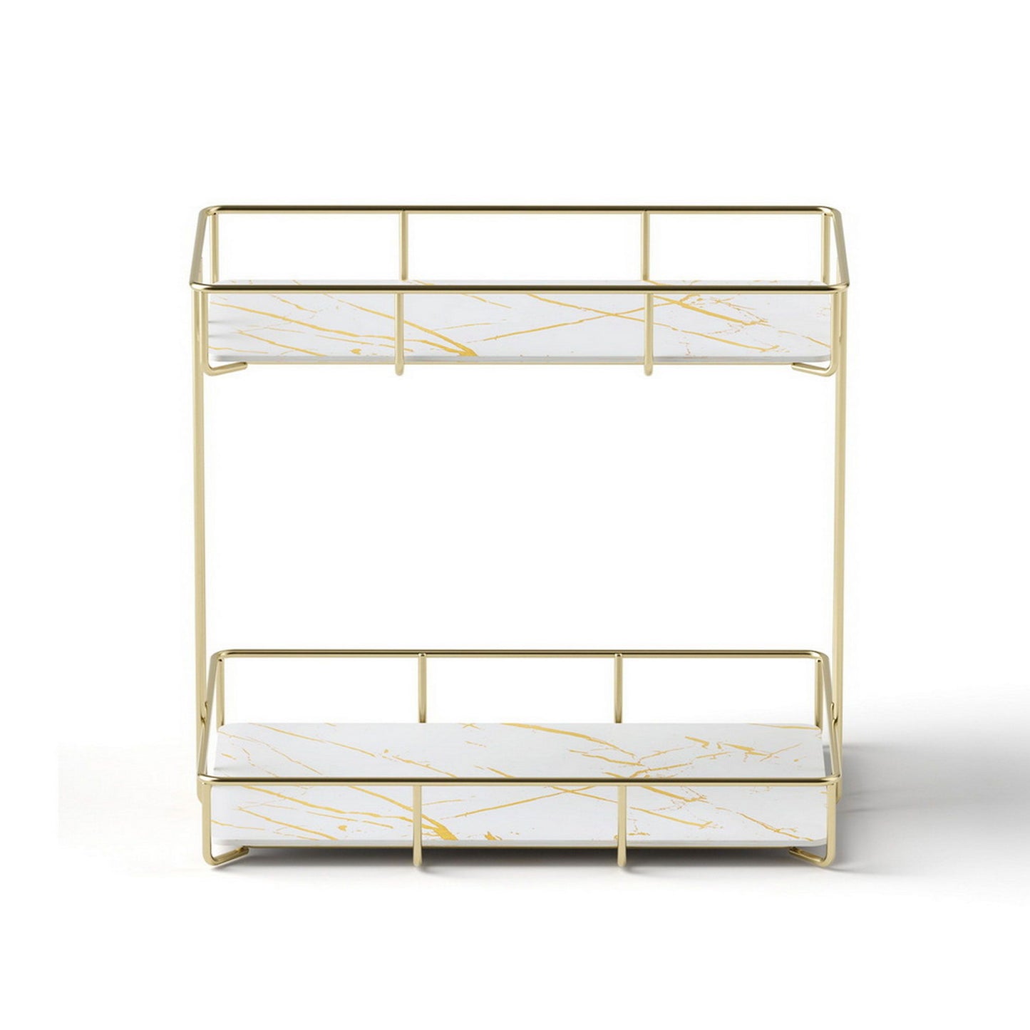 Artiss 2X Bathroom Storage Rack 2 Tier Corner Organiser Gold Marble Look