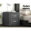 Artiss 2X Bedside Table 2 Drawers Side Table Fabric - CADEN Grey