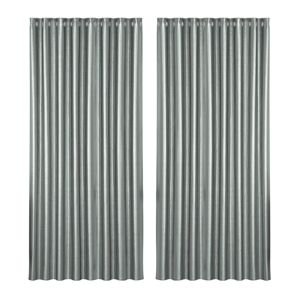 Artiss 2X Blockout Curtains Eyelet 300x230cm Grey Shine