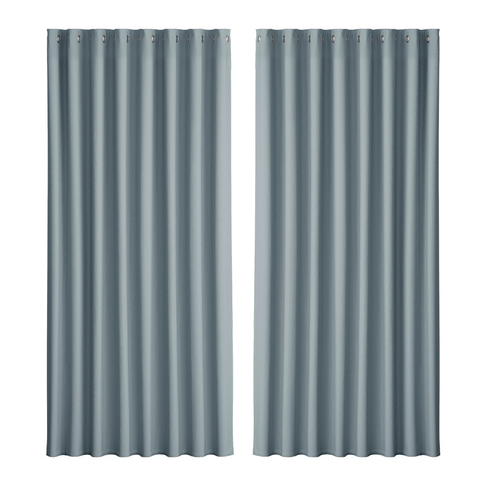 Artiss 2X Blockout Curtains Eyelet 300x230cm Grey