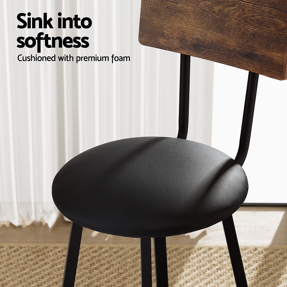 Artiss 2X Industrial Bar Stools Upholstered Counter Chairs Steel Frame Anti-Scratch