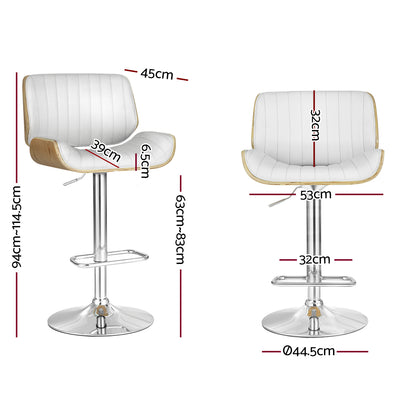 Artiss 2x Bar Stools Adjustable Leather Chairs