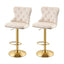 Artiss 2x Bar Stools Counter Chair Kitchen Adjustable Nailhead Trim Velvet Ivory