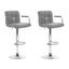 Artiss 2x Bar Stools Fabric Gas Lift w/Armrest Grey