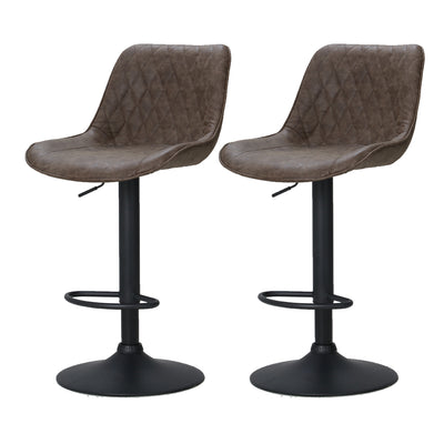 Artiss 2x Bar Stools Gas Lift Vintage Leather Brown