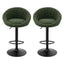 Artiss 2x Bar Stools Kitchen Chairs Gas Lift Adjustable Round Shell Boucle Green