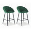 Artiss 2x Bar Stools Kitchen Dining Chair Counter Stool Tub Velvet Metal Green
