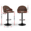 Artiss 2x Bar Stools Kitchen Swivel Gas Lift Counter Chair Shell Leather Brown