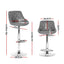Artiss 2x Bar Stools Leather Padded Gas Lift Grey