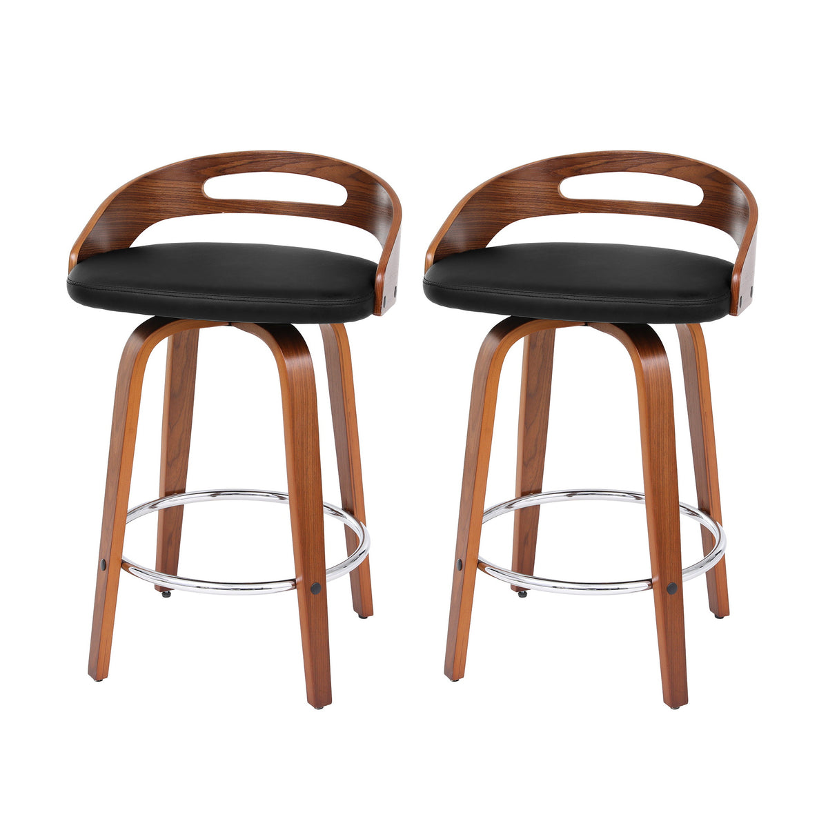 Artiss 2x Bar Stools Swivel Dining Chairs Low Back Counter Seat PU Cushion