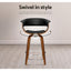 Artiss 2x Bar Stools Swivel PU Seat Wooden