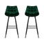 Artiss 2x Bar Stools Velvet Chairs Green