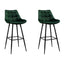 Artiss 2x Bar Stools Velvet Chairs Green