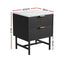 Artiss 2x Bedside Table 2 Drawers - Black