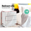 Artiss 2x Bedside Table LED 3 Drawers - MORI White