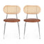 Artiss 2x Dining Chairs PU Leather Rattan Kitchen Lounge Cafe Accent Chair Brown
