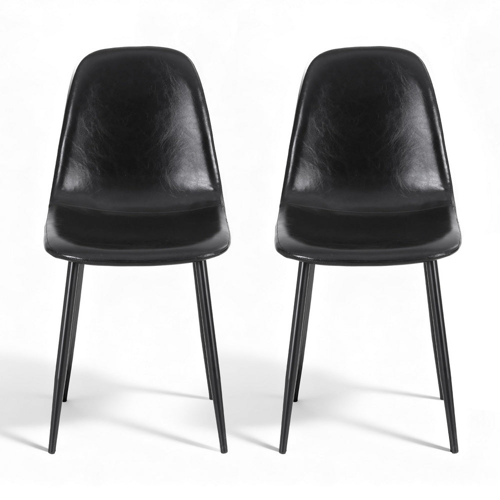 Artiss 2x Dining Chairs Retro PU Leather Kitchen Lounge Cafe Accent Chair Black