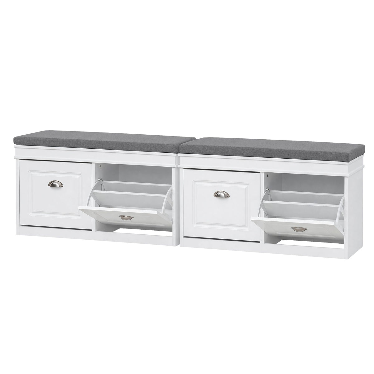 Artiss 2x Shoe Bench Set Flip Drawer White