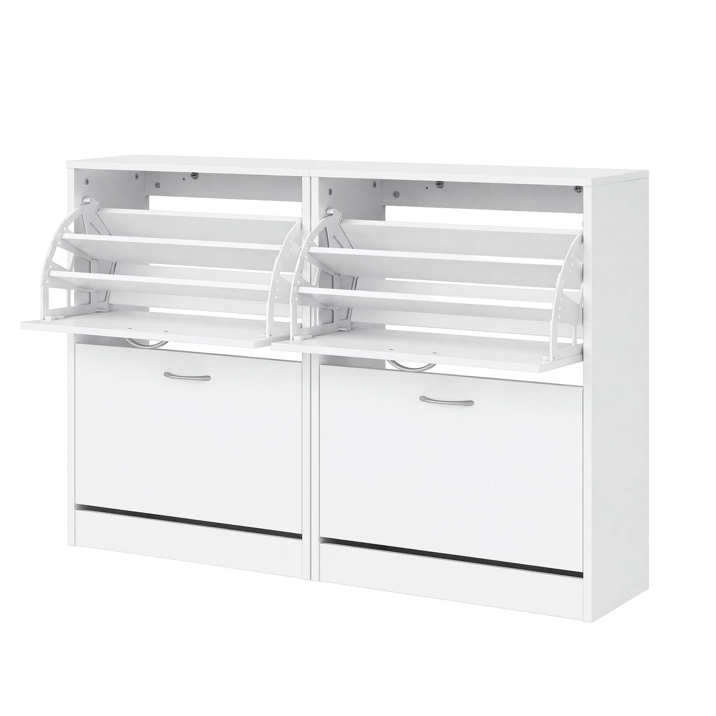 Artiss 2x Shoe Cabinet Storage Organiser 2 Flip Drawer White
