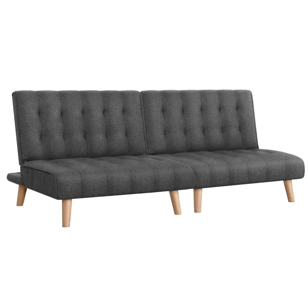 Artiss 2x Sofa Bed Couch Single Seater Fabric Grey