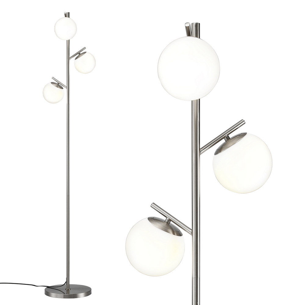 Artiss 3-Light Tree Floor Lamp 165cm Tall Standing Light with Sphere Glass Shades for Modern Homes