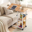 Artiss 3 Tier Adjustable Laptop Desk Tiltable Mobile Side Table Wheels Oak