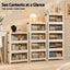 Artiss 3-Tier Foldable Storage Cabinet Stackable Box Clear Magnetic Door White