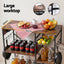 Artiss 3-Tier Kitchen Rack with 2 Power Outlets Microwave Storage Shelf 6 Hooks 90CM