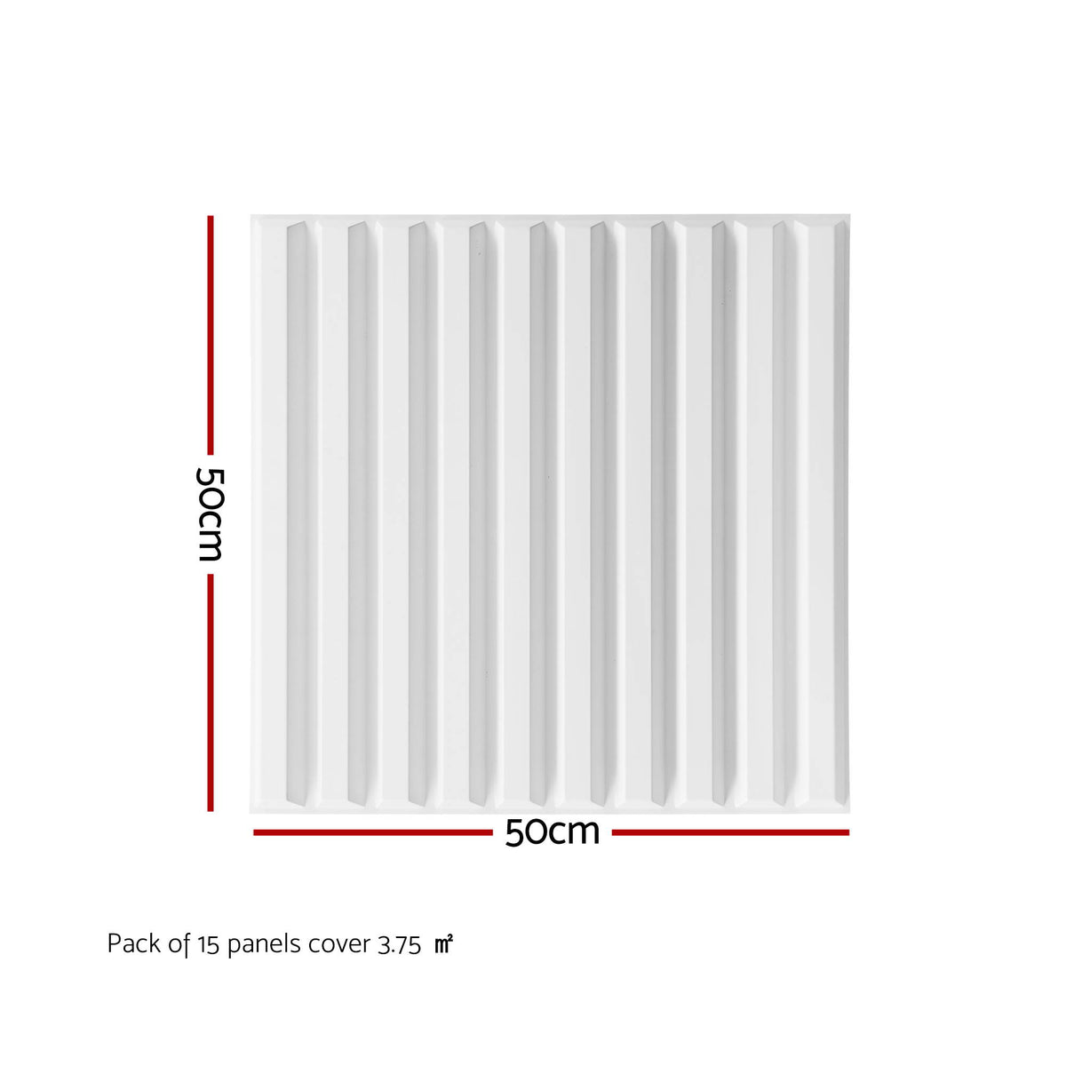 Artiss 3D Wall Panels Vertical PVC Decorative Panels 50x50cm Set of 15 Feature Wall Vert