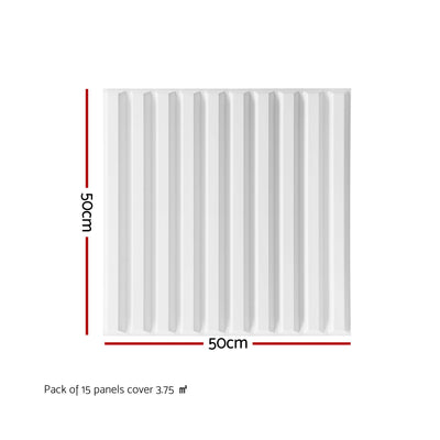 Artiss 3D Wall Panels Vertical PVC Decorative Panels 50x50cm Set of 15 Feature Wall Vert