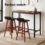 Artiss 3Pcs Bar Table and Stools Set Dining Desk Kitchen Chairs Cafe Pub Wood