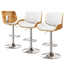 Artiss 3x Bar Stools Counter Chairs Adjustable Swivel PU Leather Galina White