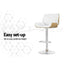 Artiss 3x Bar Stools Counter Chairs Adjustable Swivel PU Leather Galina White