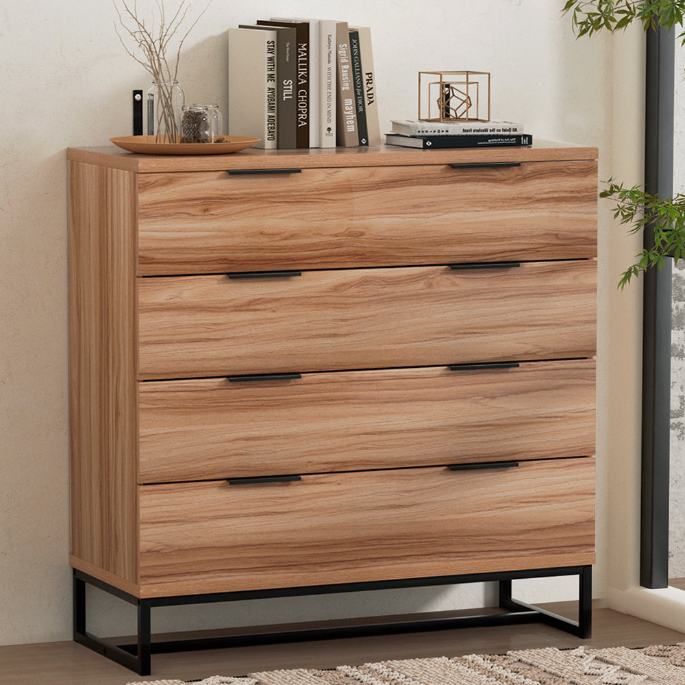 Artiss 4 Chest of Drawers Tallboy - NOCHE Rust Wood