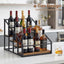 Artiss 4-Tier Wine Rack Tabletop Countertop Wine Bottle Holder 16 Bottles Freestanding Black & Wood