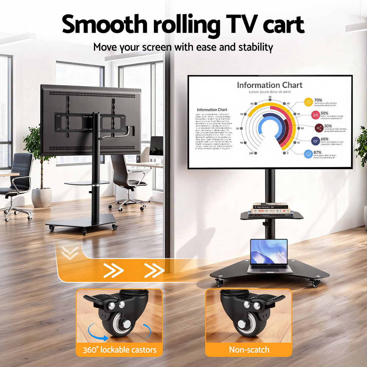 Artiss 40-100" TV Stand Mount Bracket Universal Adjustable Height with Wheels