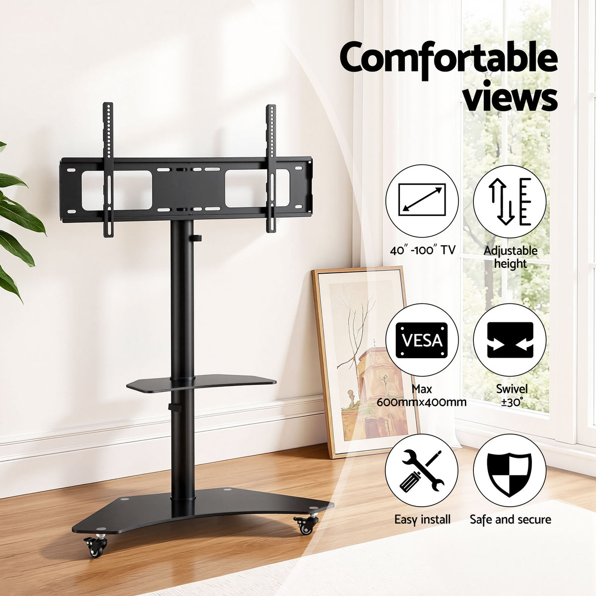 Artiss 40-100" TV Stand Mount Bracket Universal Adjustable Height with Wheels
