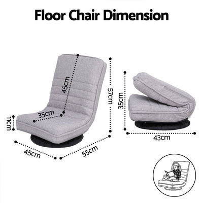 Artiss 4PCS Swivel Floor Chair 360 Adjustable Foldable Lounge Seat Floor Sofa Chair Grey
