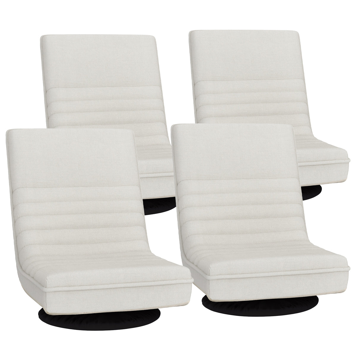 Artiss 4XFloor Chair Lounge Sofa Swivel Foldable Linen White
