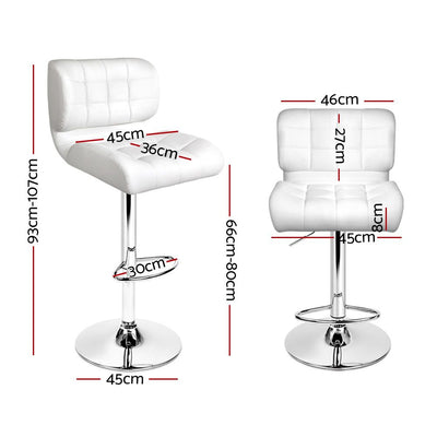 Artiss 4x Bar Stools Gas Lift Leather Padded White