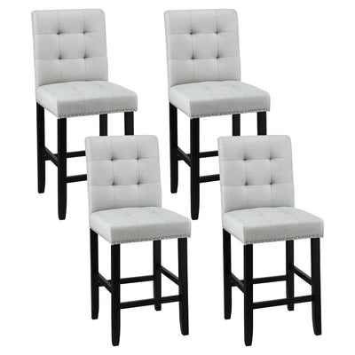 Artiss 4x Bar Stools Kitchen Dining Chairs Counter Fabric Stool Wooden Ada Grey