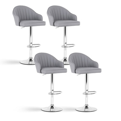 Artiss 4x Bar Stools Kitchen Swivel Gas Lift Counter Chair Shell Leather Grey
