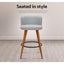 Artiss 4x Bar Stools Linen Padded Wooden Grey