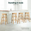 Artiss 4x Bar Stools Round Chairs Wooden Nature