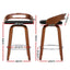 Artiss 4x Bar Stools Swivel Dining Chairs Low Back Counter Seat PU Cushion