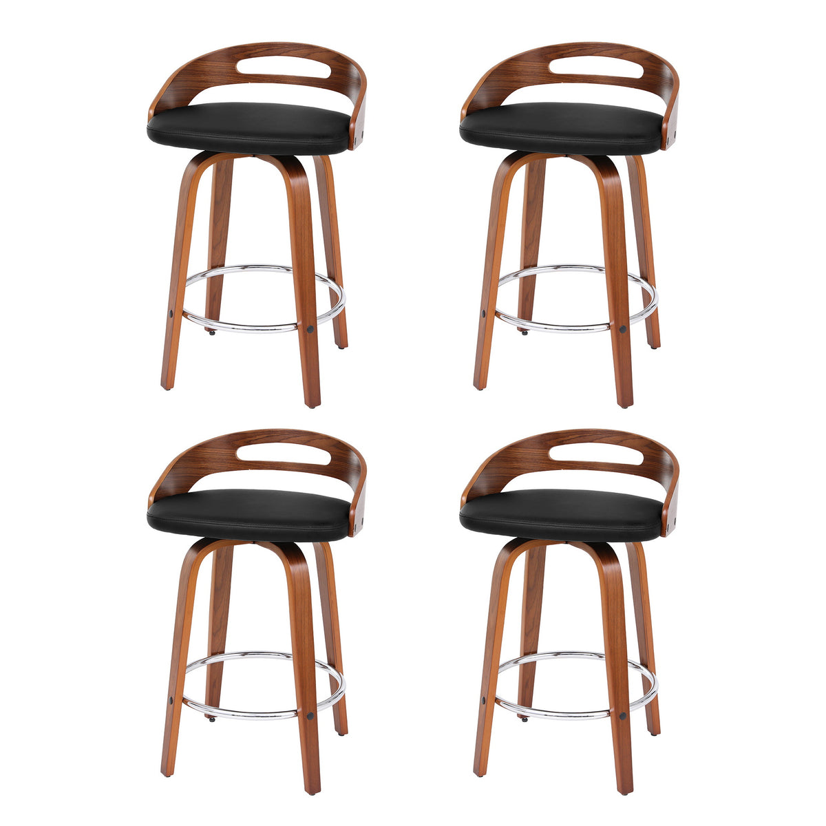 Artiss 4x Bar Stools Swivel Dining Chairs Low Back Counter Seat PU Cushion