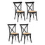 Artiss 4x Dining Chairs Rattan Wooden Kitchen Accent Chair Cafe Lounge Rubber Wood