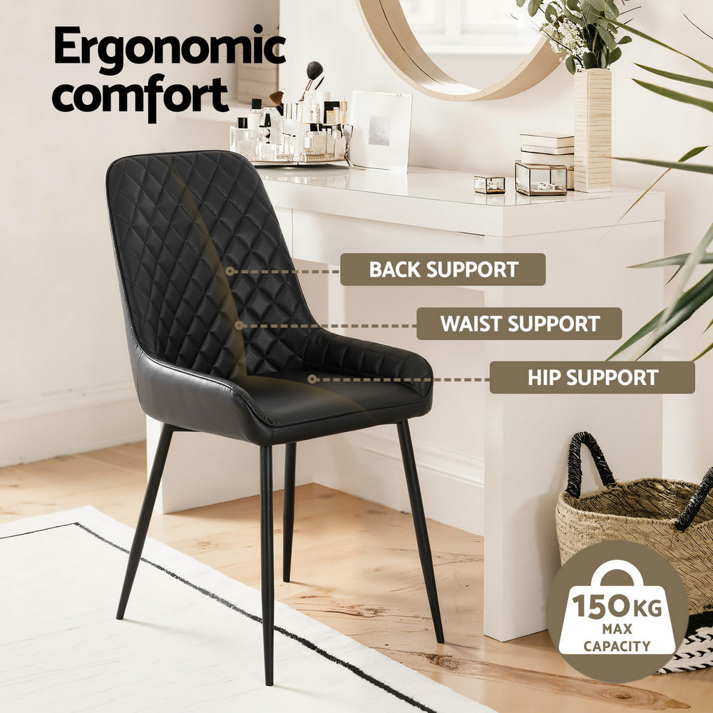 Artiss 4x Dining Chairs Retro PU Leather Kitchen Lounge Cafe Accent Chair Black
