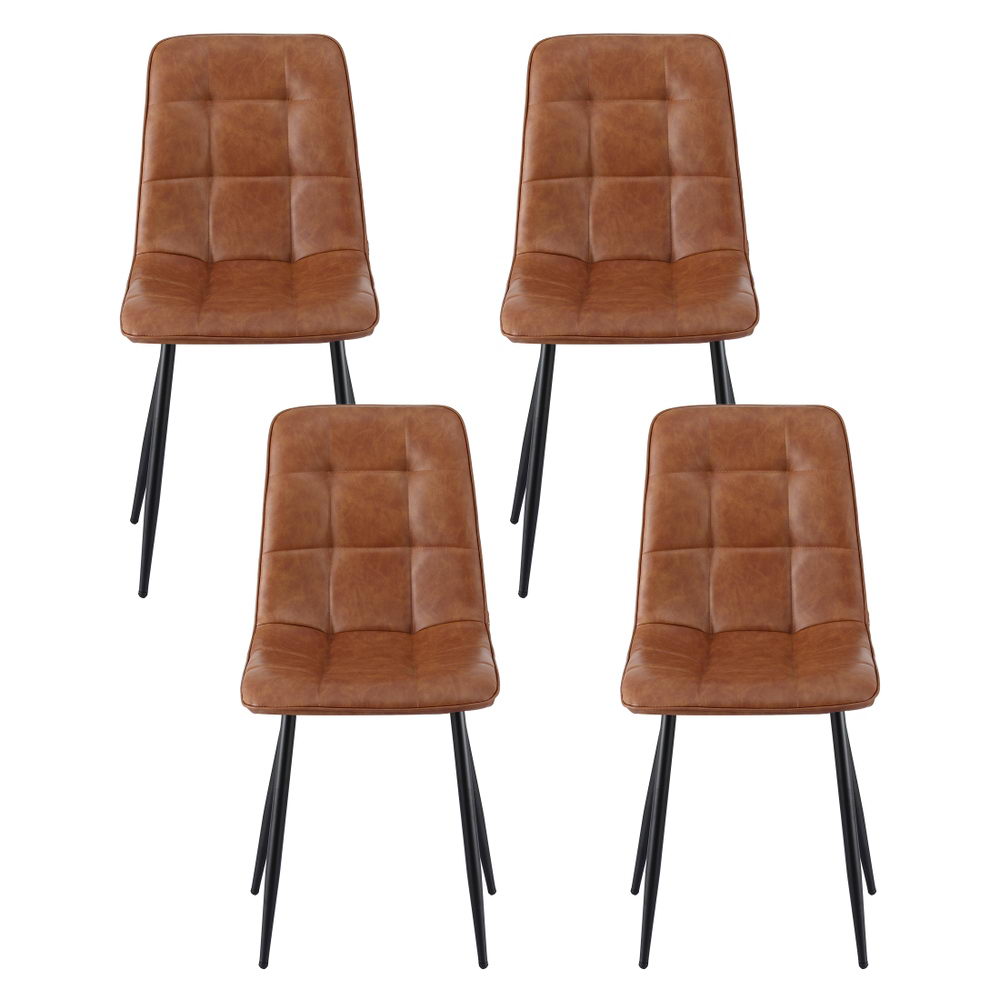 Artiss 4x Dining Chairs Retro PU Leather Kitchen Lounge Cafe Accent Chair Brown
